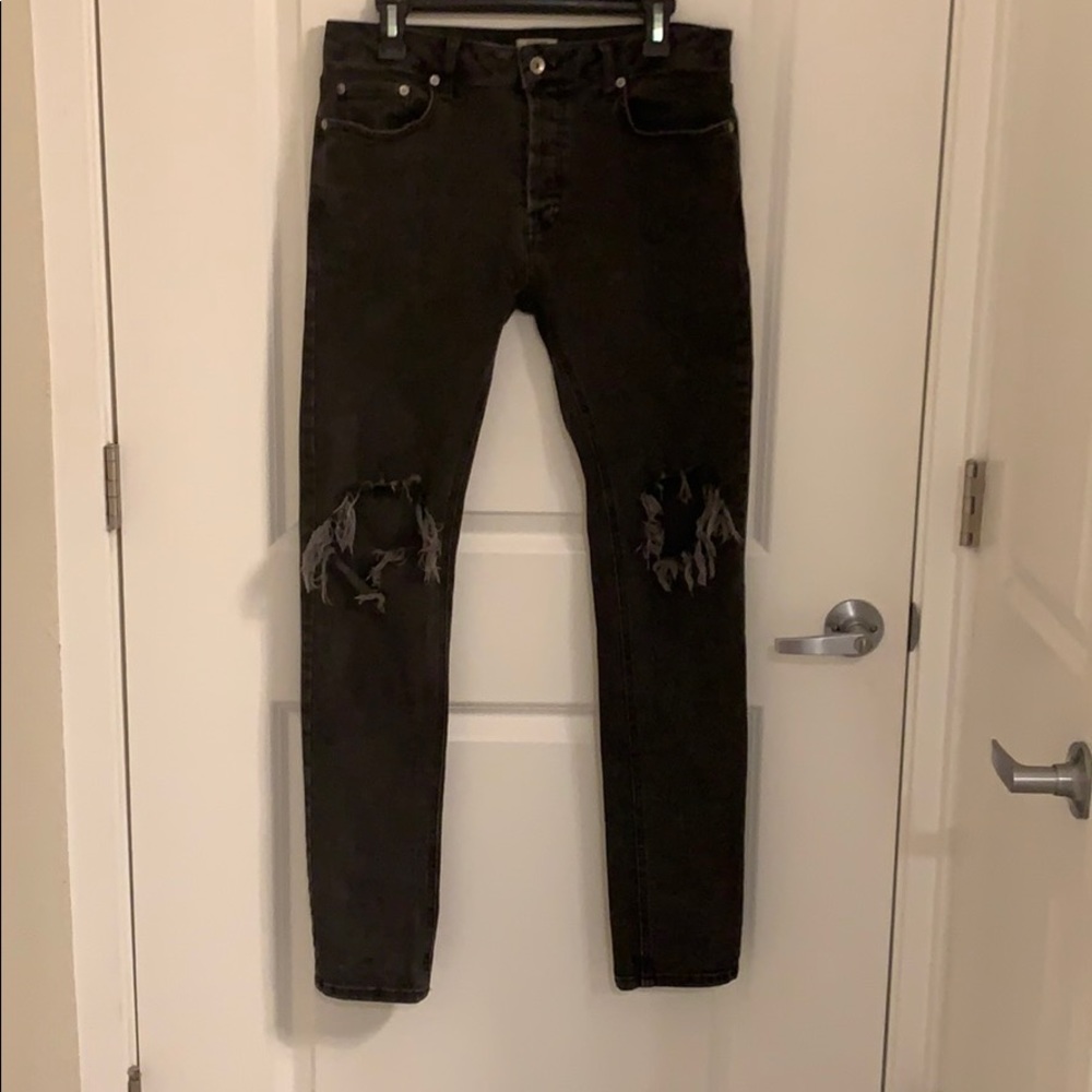 TOPMAN Blowout Ripped Stretch Skinny Jeans